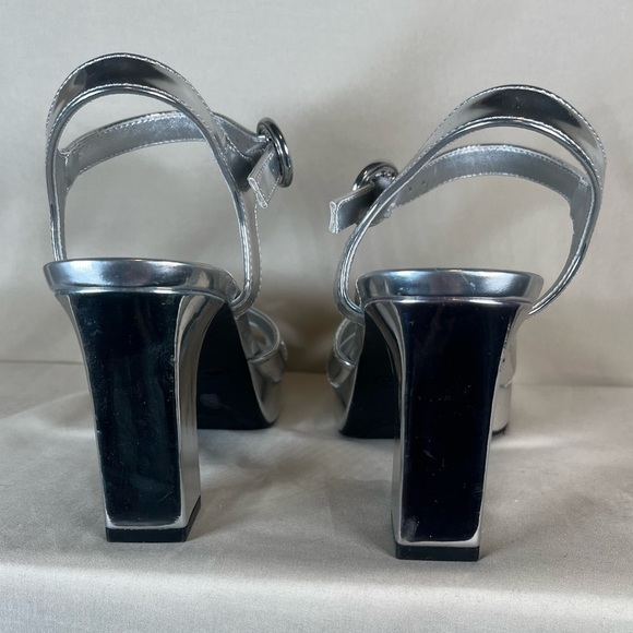 Nine West Silver Strappy Platform Heels - Picture 5 of 8